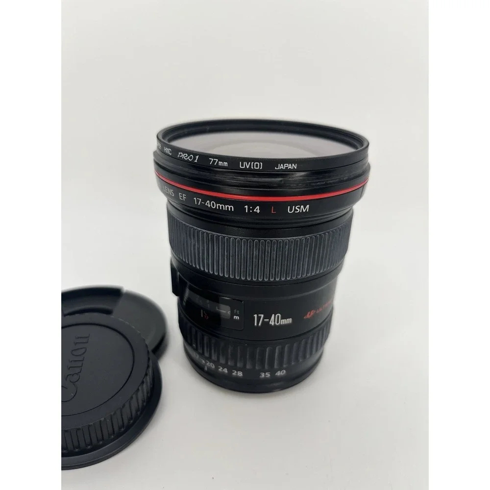 Canon EF 17-40mm f/4L USM Zoom Lens EF Mount Untested w/ Hoya 77mm UV Filter